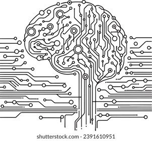 simple brain lines, neural network and infographics