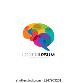 Logo del cerebro simple y iconos coloridos que balbucean