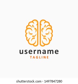 simple brain logo design inspiration . brain logo template . orange brain logo