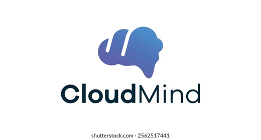 Simple brain logo, simple human brain logo, brain and technology logo