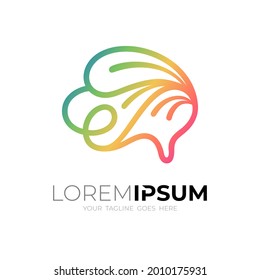 Logo de cerebro simple con ilustración de diseño de línea