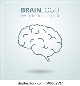 Simple brain logo. Brain silhouette vector template. Brainstorm think idea logotype concept icon. 