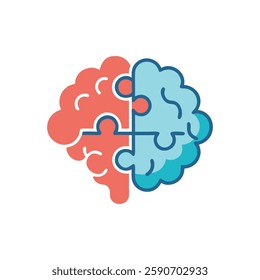Simple Brain Puzzle Icon for Educational Use