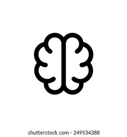 Simple Brain Vector Icon. Solid Contour Line Style. Top View Cut.