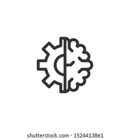 Simple brainstorming icon in line style design on white background. Vector Illustration 