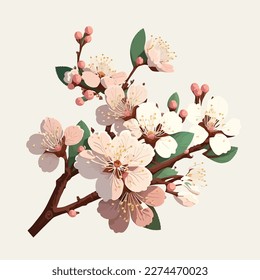 simple Branch of the Sakura tree, illustration