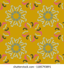 Simple branches elegant seamless floral motif pattern, stylized flowers organic print, vector ornate background. Retro floral stylized organic seamless fabric vector with flowers and twigs.
