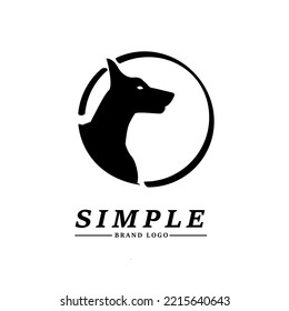 simple brand logo design with a dog's head gambar