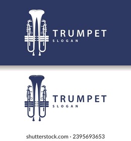 simple brand silhouette design brass musical instrument trumpet, classic jazz trumpet logo