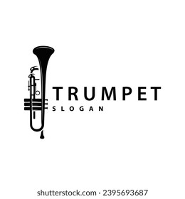 simple brand silhouette design brass musical instrument trumpet, classic jazz trumpet logo