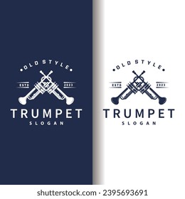 simple brand silhouette design brass musical instrument trumpet, classic jazz trumpet logo