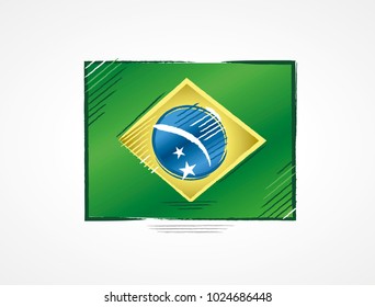 Simple brazilian flag with bright colors in draft format done with brushstrokes, illustration for the year of presidential election in the country