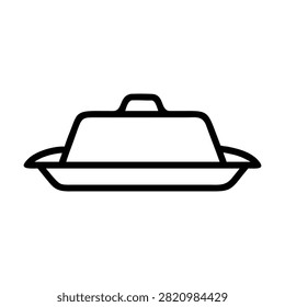 Simple bread box vector line art icon for kitchen storage organization design on white background.