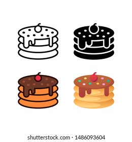 simple bread icon in four style glyph, line, flat and filled line
