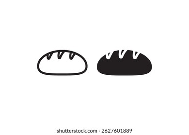 Simple bread loaf icon in outline and solid Vector