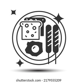 Simple breakfast dish solid icon, Food and drink concept, 128x128 pixel perfect on the white background