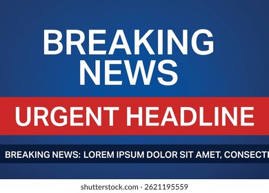 Simple breaking news template in blue and red, featuring urgent headline and text bar.