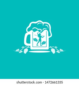 Simple Brewery Logo. beer mug against a brick wall Vector
