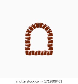 simple brick arch vector design template , pizza oven . pizza stove template . vintage traditional arch vector