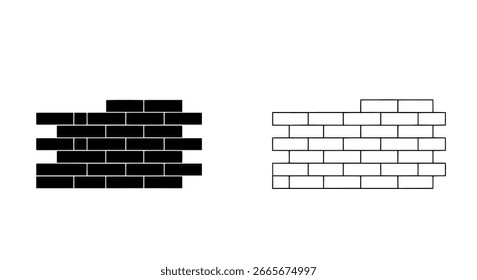Icono de pared de ladrillo simple, un Vector en blanco y negro para construcción, arquitectura y gráficos relacionados con la industria de la construcción.