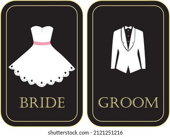 Simple Bride and Groom card design.
Suitable for toilet sign for wedding, sign card, etc.