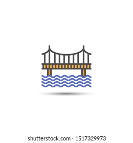 Simple bridge filled line icon on white backgrounds, for website and mobile application, Editable icon. 32x32 Pixel Perfect