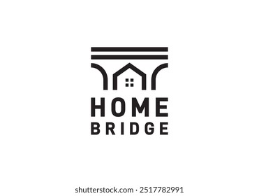 simple bridge with home logo vector design