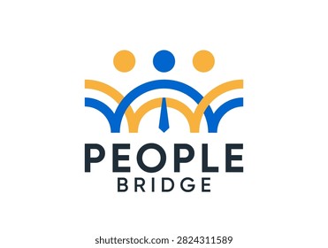 simple bridge with people logo design template