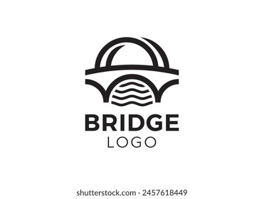 simple bridge with river logo vector design