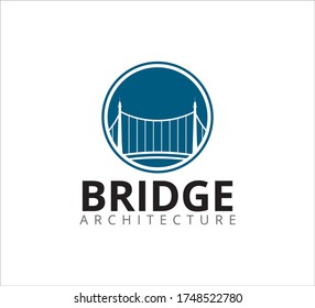 simple bridge road vector icon logo design template for construction architecture business company
