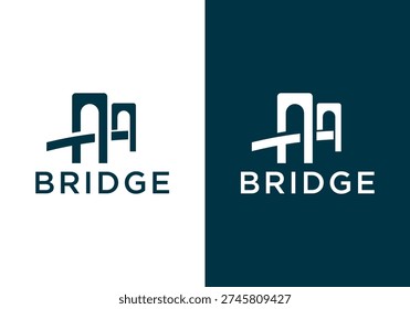 simple bridge symbol vector logo design, creative bridge vector logo design, simple bridge logo in vector design	