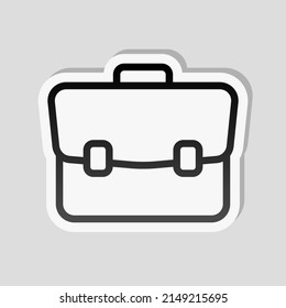 Maletín sencillo, icono comercial. Etiqueta lineal, borde blanco y sombra simple sobre fondo gris