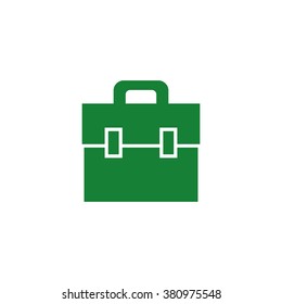 Simple briefcase. Vector icon green

