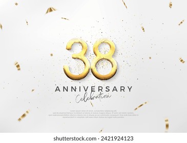 Simple and bright 38th anniversary design with luxurious and elegant gold numbers. Premium vector background for greeting and celebration.