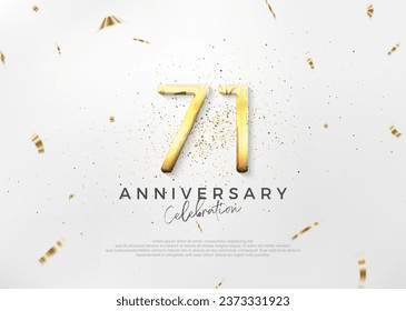 Simple and bright 71st anniversary design with luxurious and elegant gold numbers. Premium vector background for greeting and celebration.