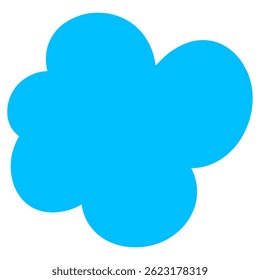 Uma forma de nuvem azul brilhante simples com bordas arredondadas, semelhante a uma nuvem macia. Limpo e minimalista, ideal para ícones, gráficos meteorológicos, marcas e designs digitais