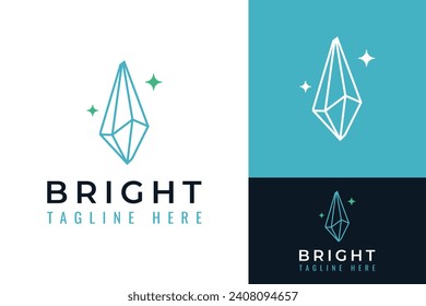 Simple Bright Blue Gem Diamond Opal Jewel Logo Design Branding Template