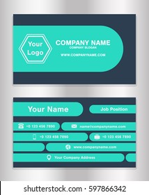 simple bright blue theme business name card template vector