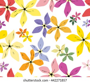 Simple bright flowers on white background seamless