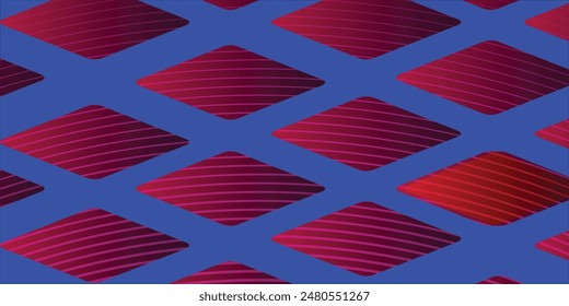 Simple and bright geometric pattern - squares, rectangles and diagonal stripes on a red background. Blue background vector illustration. Suit for business, corporate, institutions, 