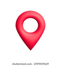 Simple bright red location pin icon with a circular center. the design is smooth and clear.