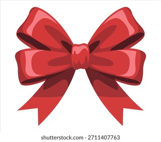 A simple, bright red ribbon bow, perfect for gifts, celebrations, and festive decorations.