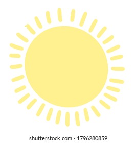 simple bright yellow sun isolated on white background