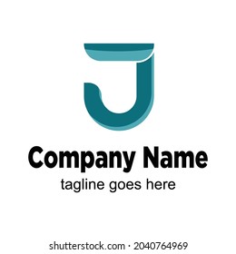 diseño de logotipo de letra simple y brillante de J