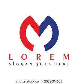 letra simple y brillante diseño del logotipo M