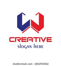 letra simple y brillante diseño del logotipo W