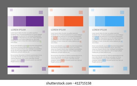 Simple Brochure design template trifold violet,orange,blue.