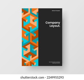 Simple brochure vector design concept. Original mosaic shapes company identity template.