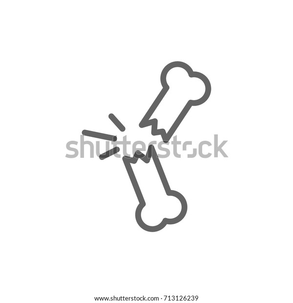 Simple\
broken bone line icon. Symbol and sign vector illustration design.\
Editable Stroke. Isolated on white\
background