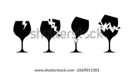 Simple broken glass icon isolated on white background.